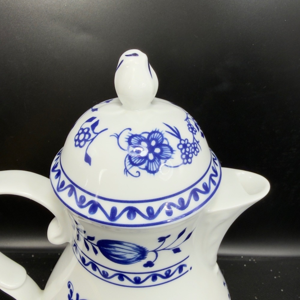 Triptis Porzellan Blue Onion Coffee Pot Zwiebelmuster‎ Germany White Blue Floral - Picture 7 of 14